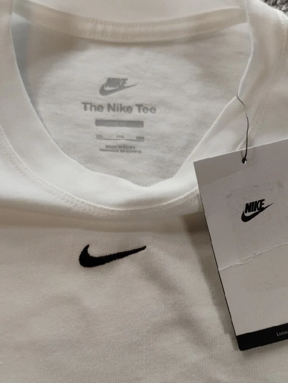 Nike White Short Sleeve Dri-FIT Crew with Small Black Swoosh